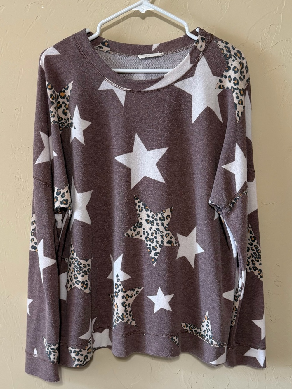 entro Plum Star Pullover with Leopard Star Accents